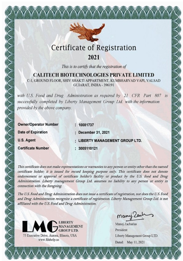 Certificate of Compliance from CE  